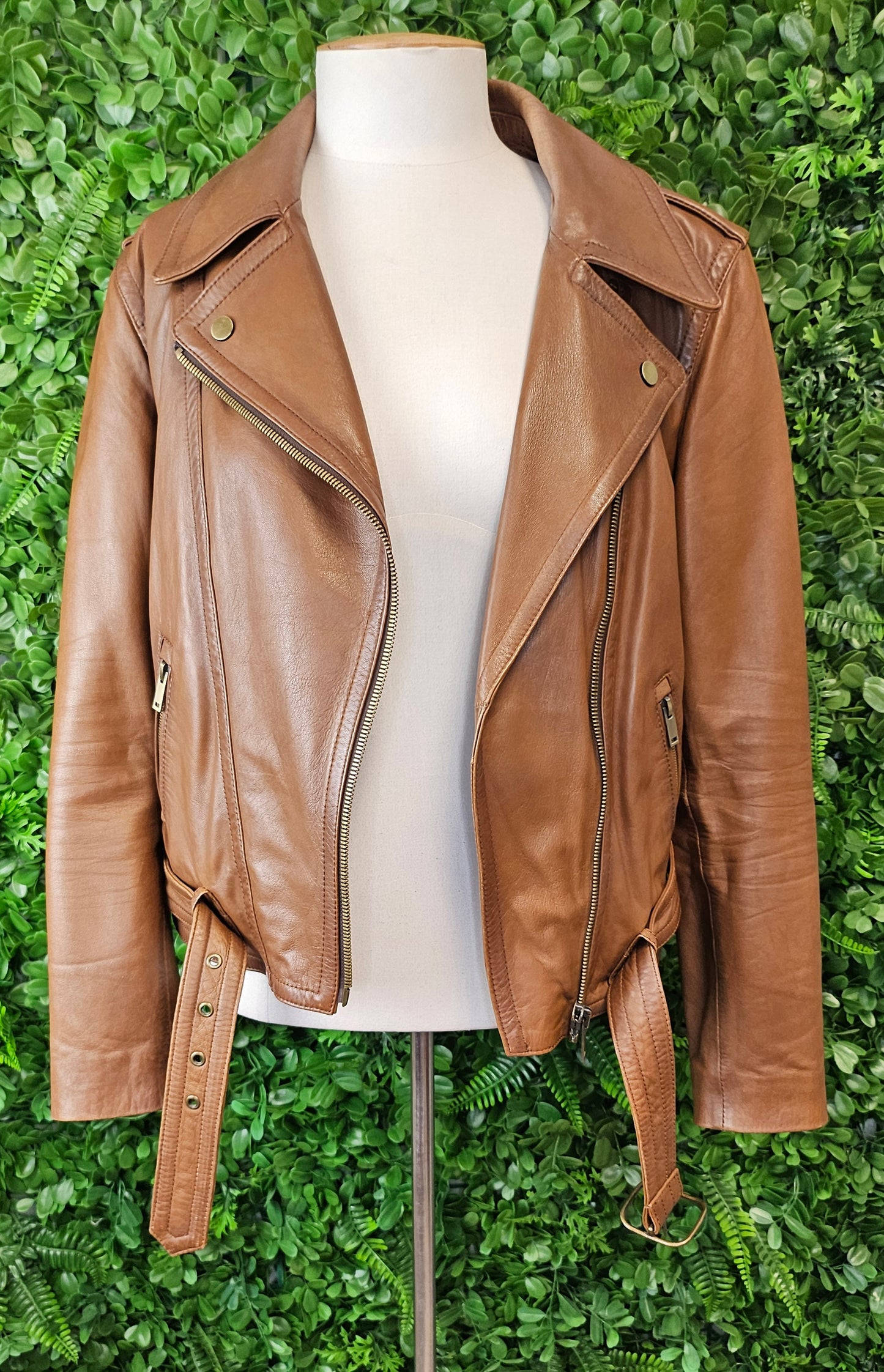 Massimmo Dutti Brown Leather Jacket (14)