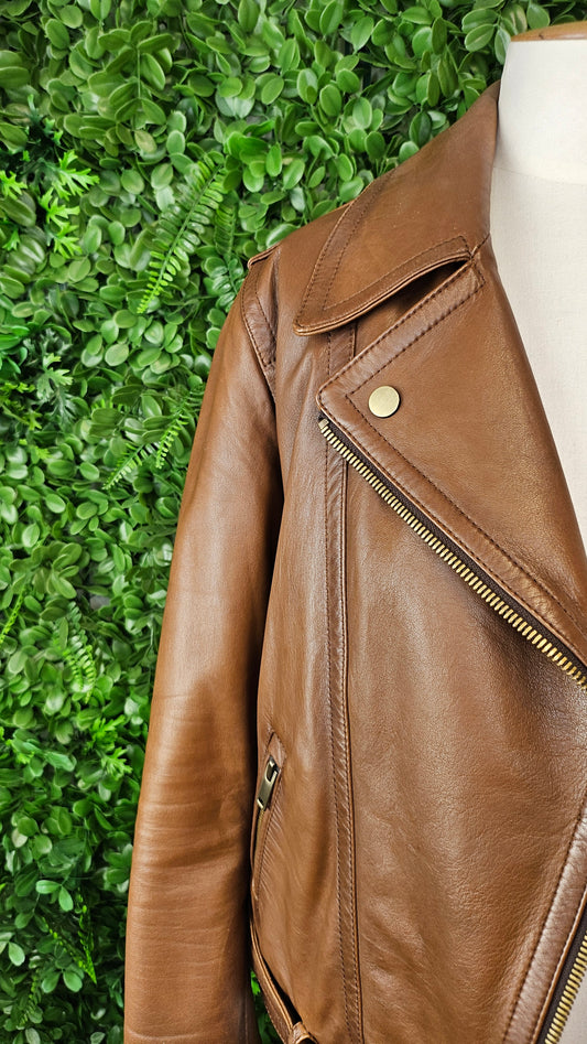 Massimmo Dutti Brown Leather Jacket (14)