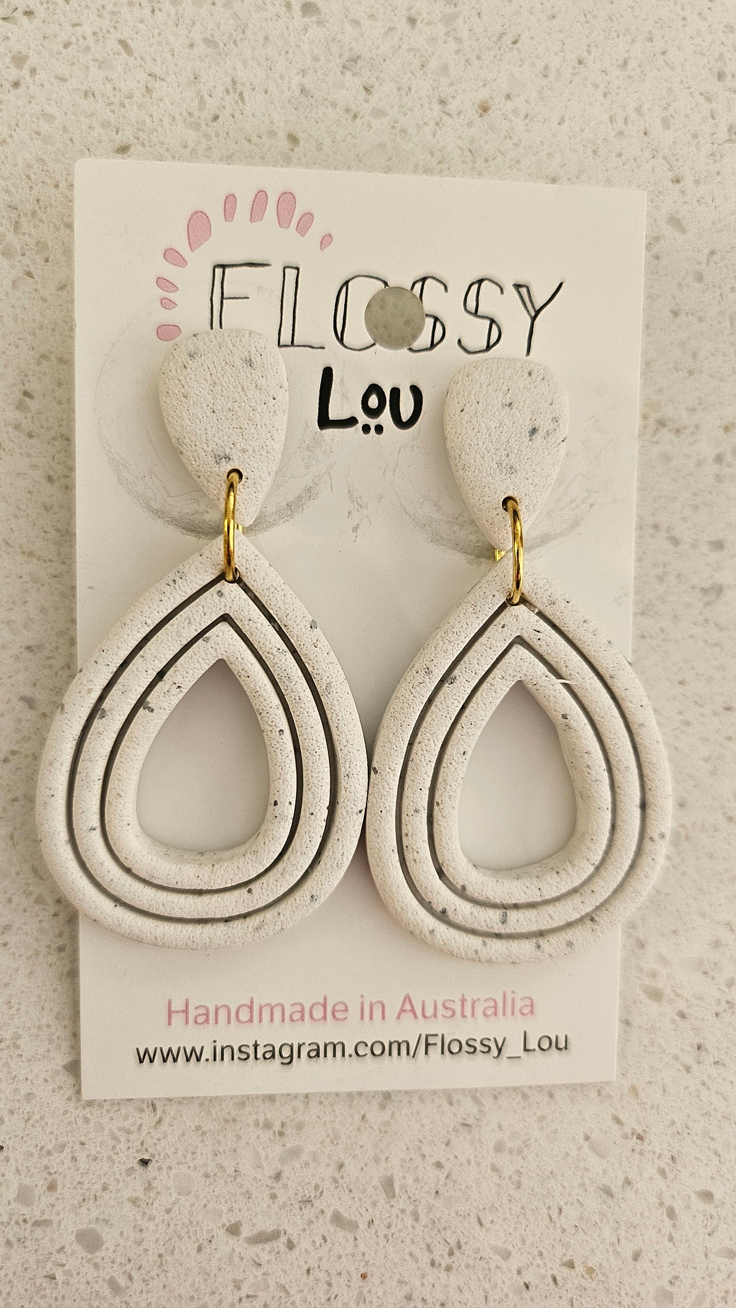 Flossy Lou White Teardrop Earring BNWT