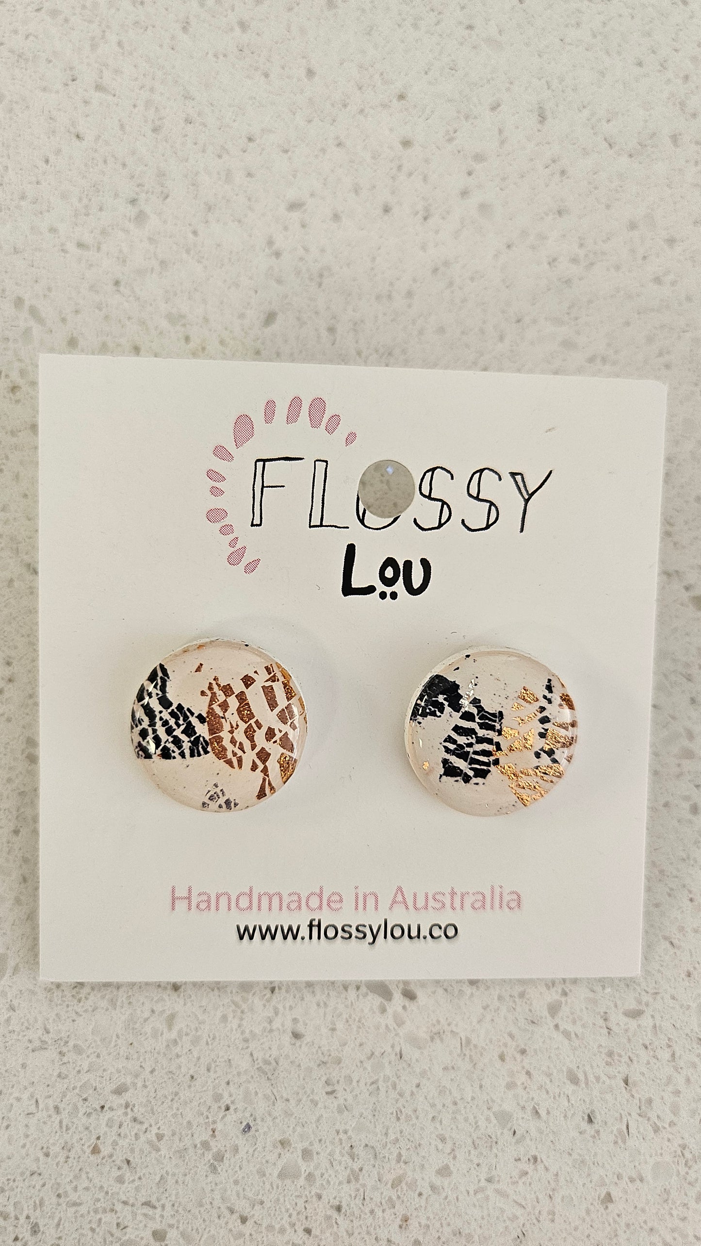 Flossy Lou Pattern Button Earring BNWT