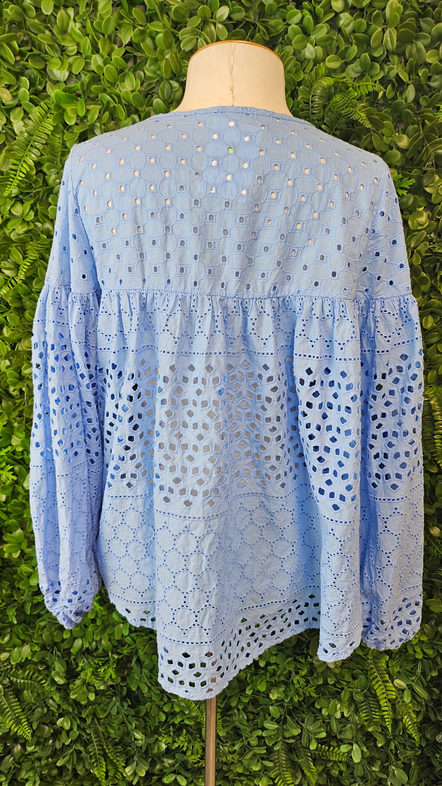 Whistle Blue Broderie Cotton Top (10)