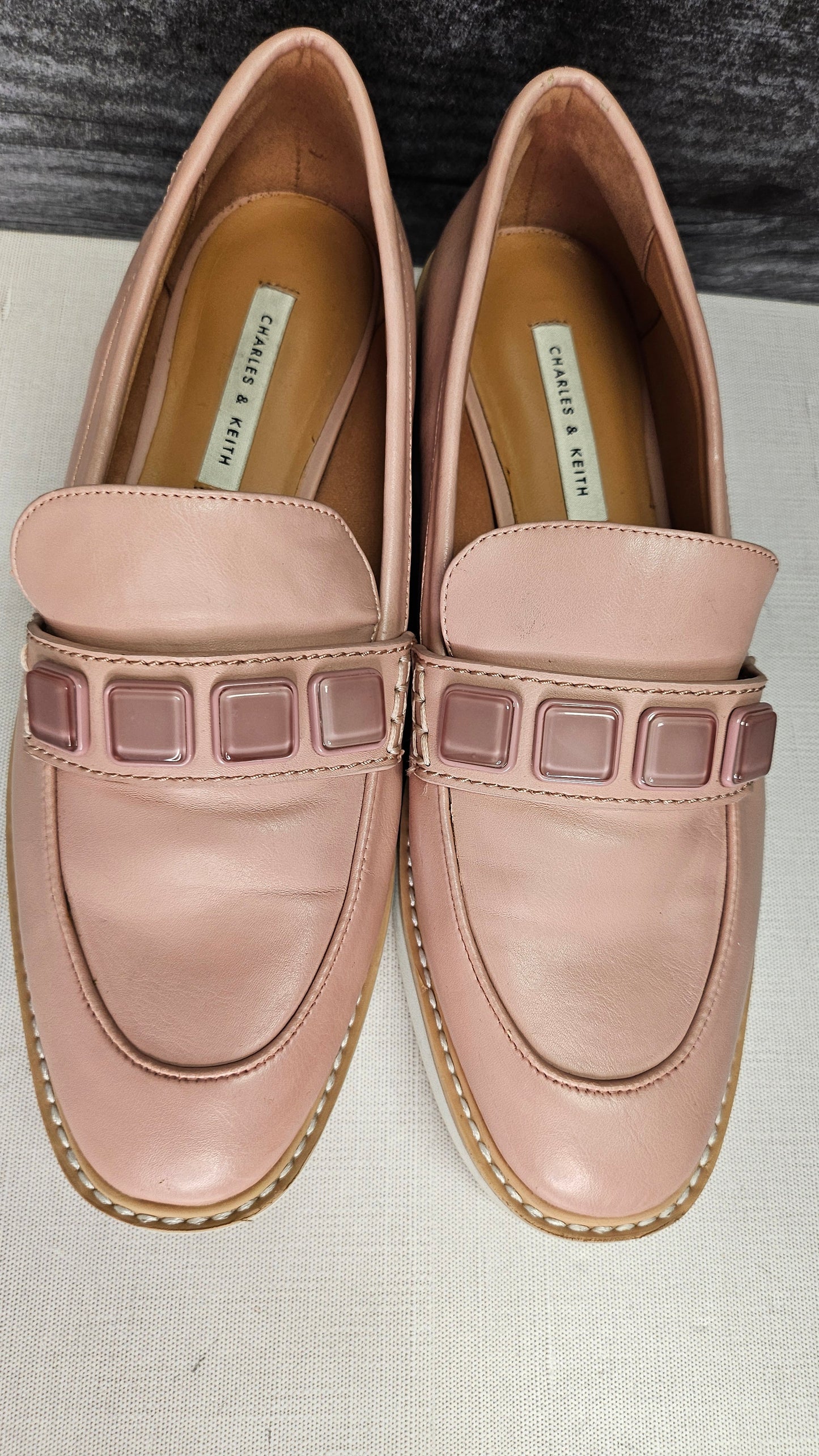 Charles & Keith Blush Pink Platform Loafer (37)