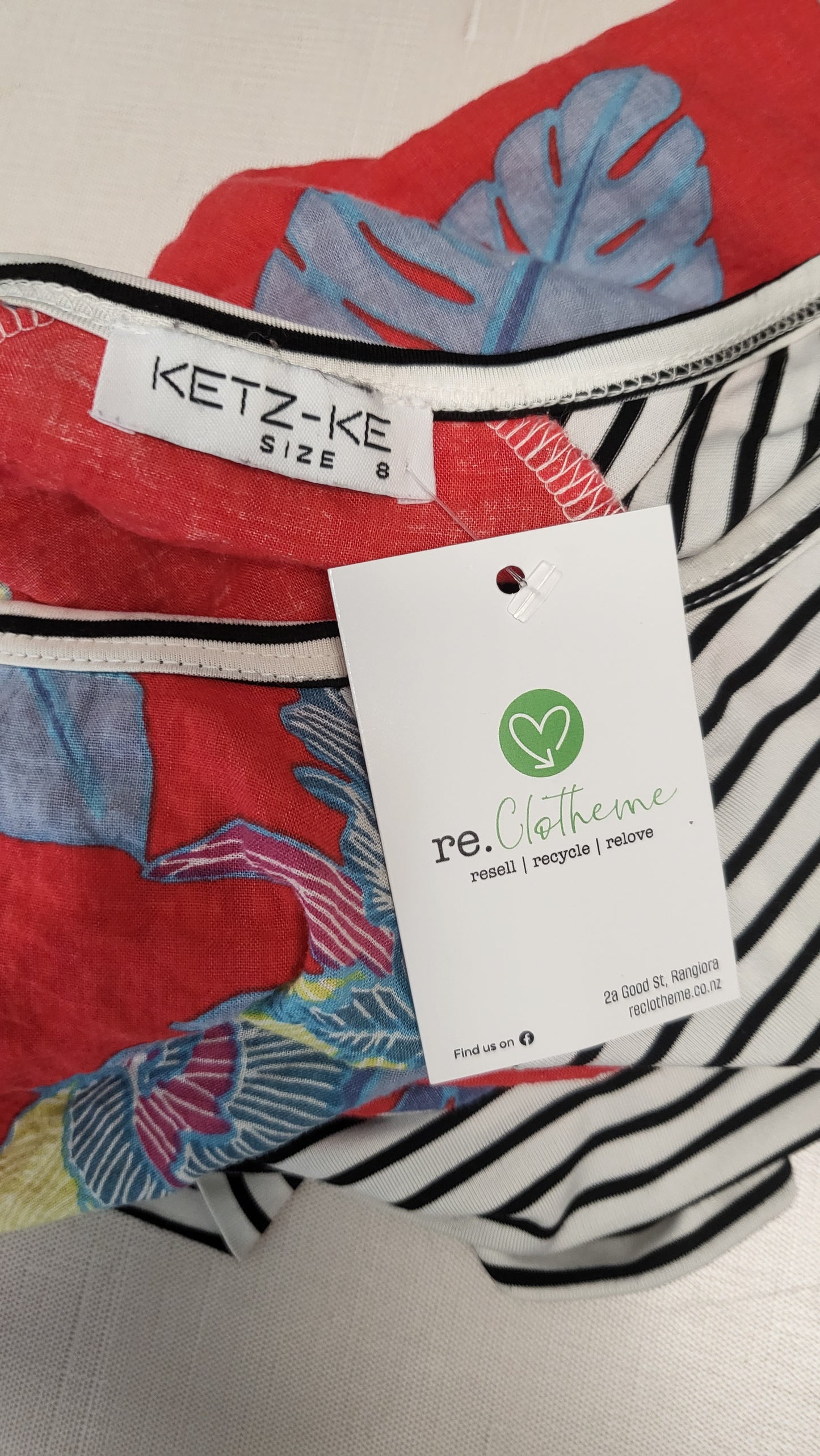 Ketz-ke Floral/Stripe Print Top (8)