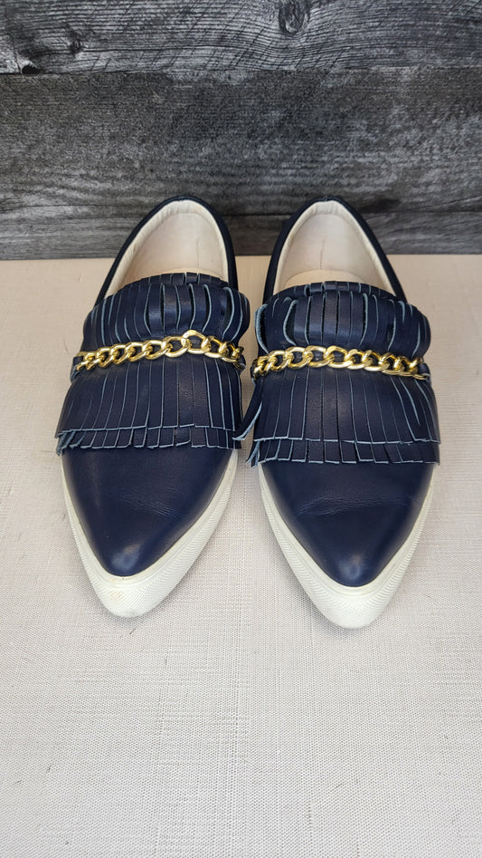 Ivyblu Navy Leather Tassel Loafer (38)