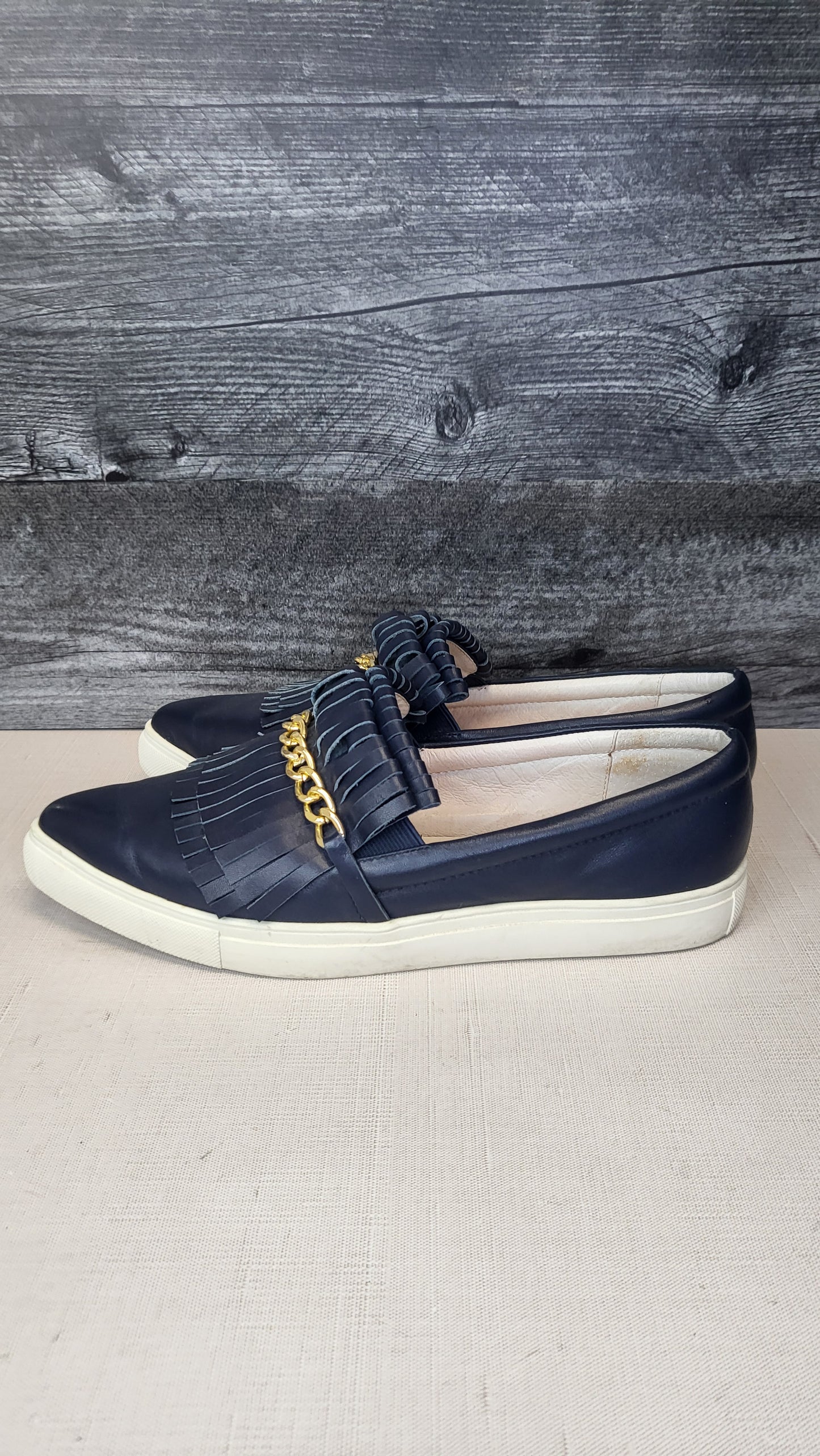 Ivyblu Navy Leather Tassel Loafer (38)