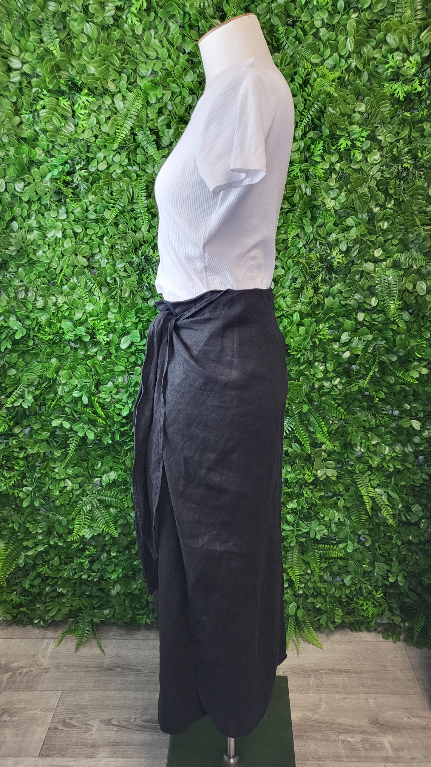 Country Road Black Linen Wrap Skirt (12)