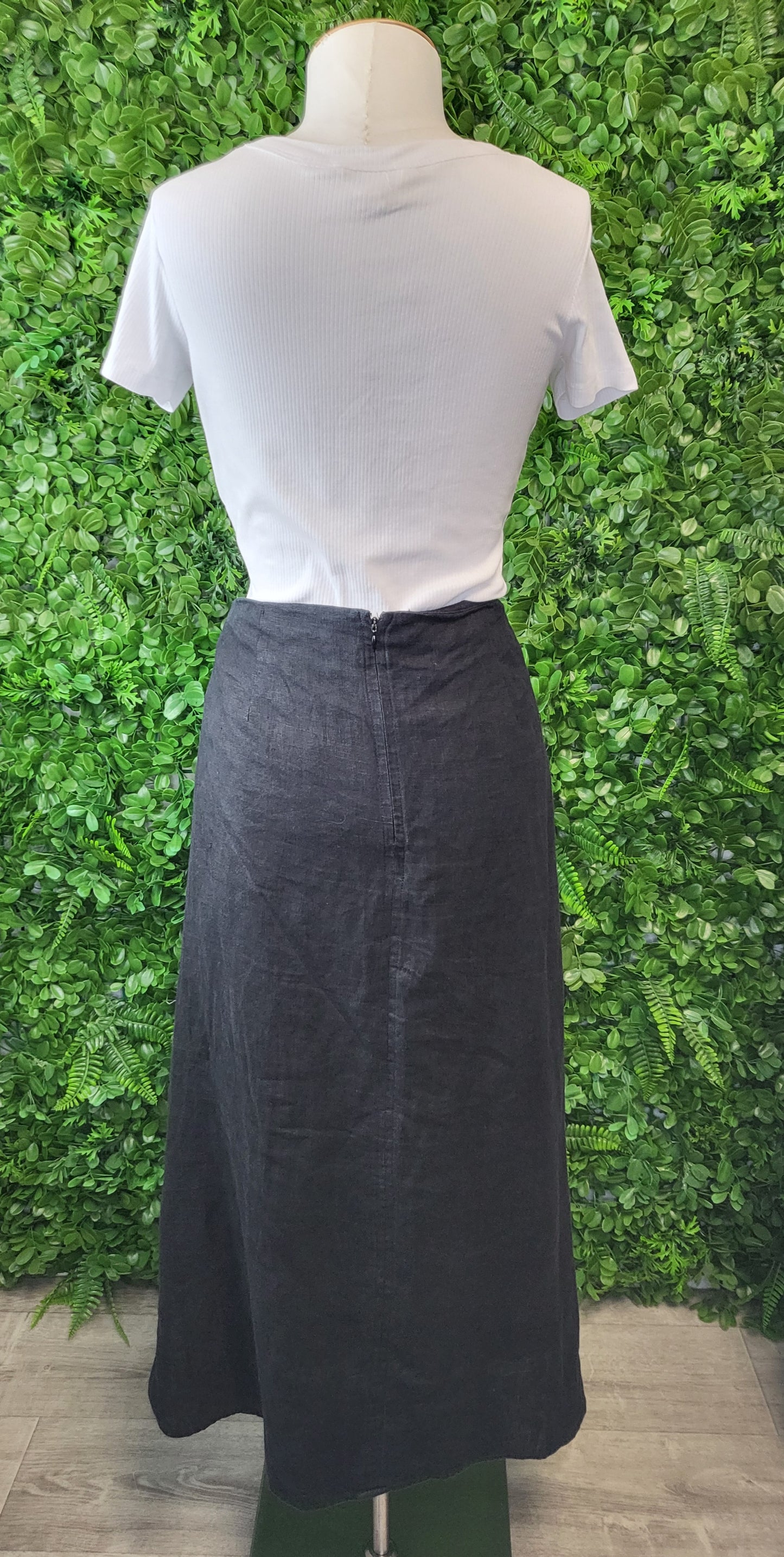 Country Road Black Linen Wrap Skirt (12)