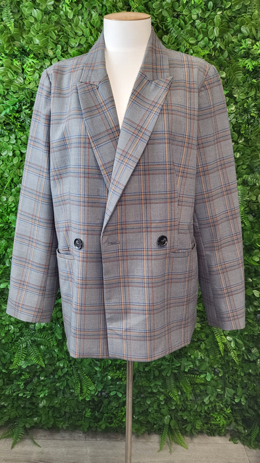 Among The Brave Grey Checked Blazer (14-16)