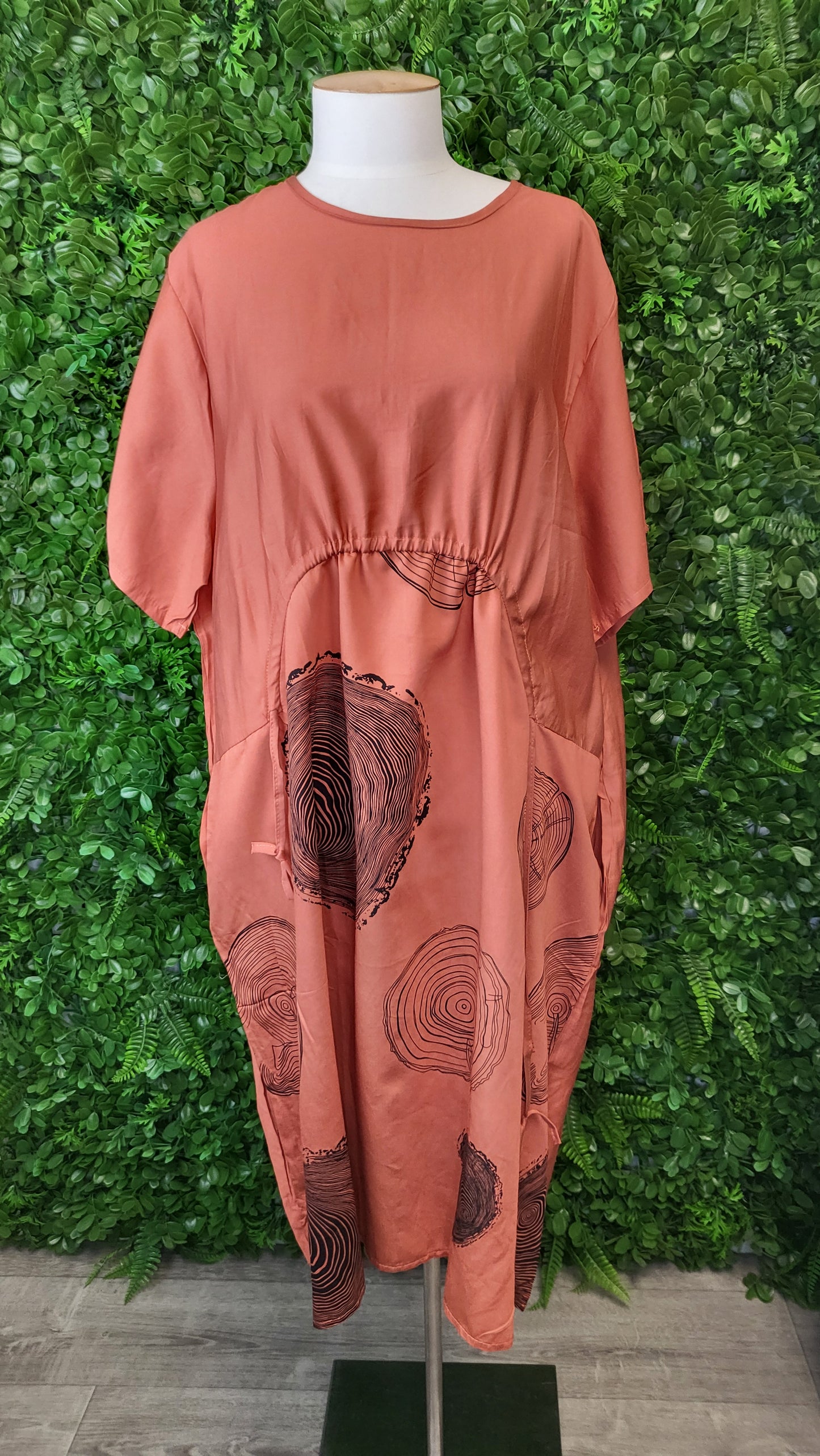 Saifon Rust Screen printed Dress (16)