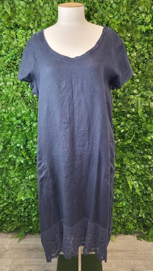 Briarwood Dark Blue Linen Shift Dress (16)