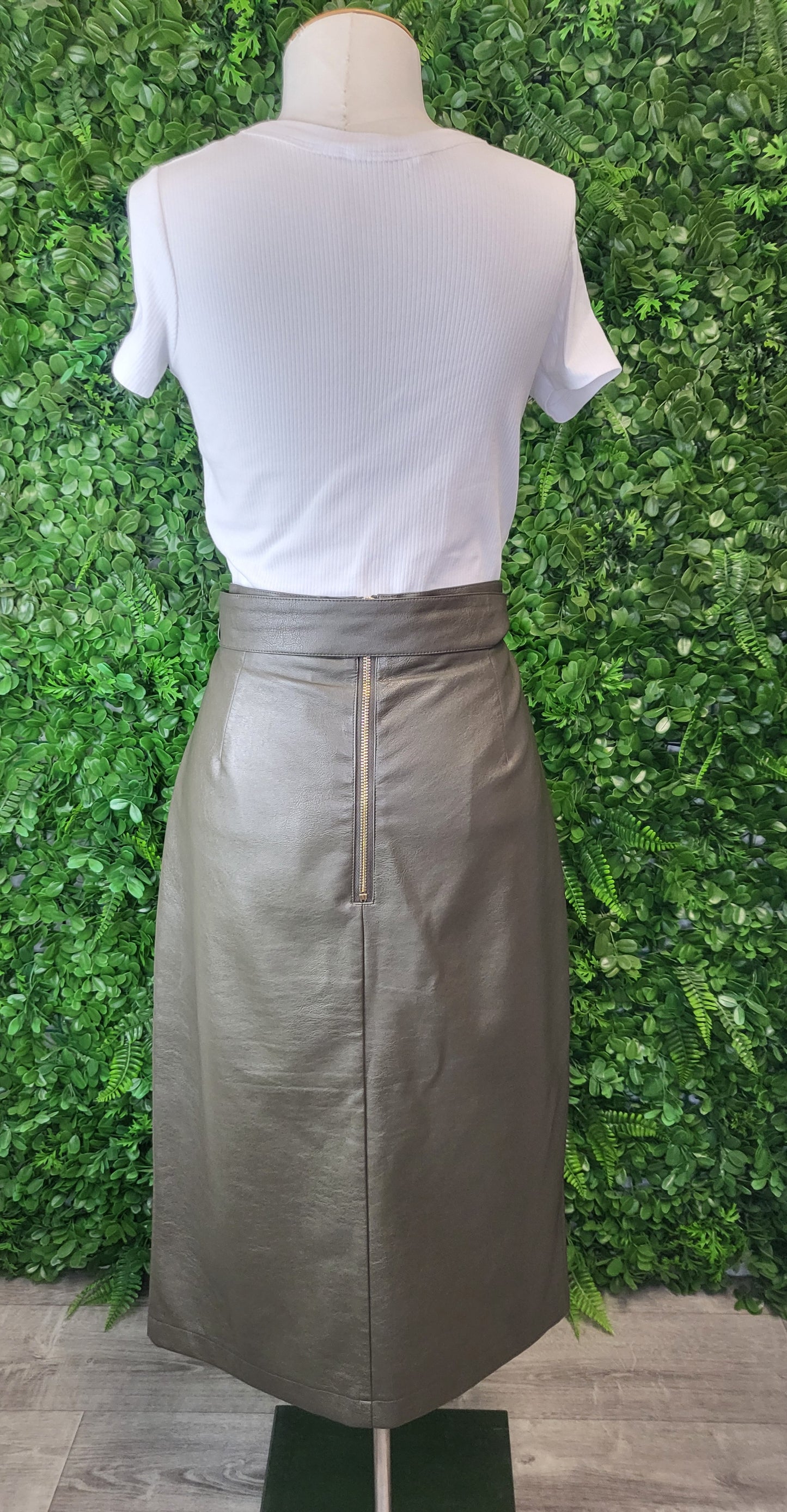 Esmaee Khaki Mineral Midi Skirt (14)