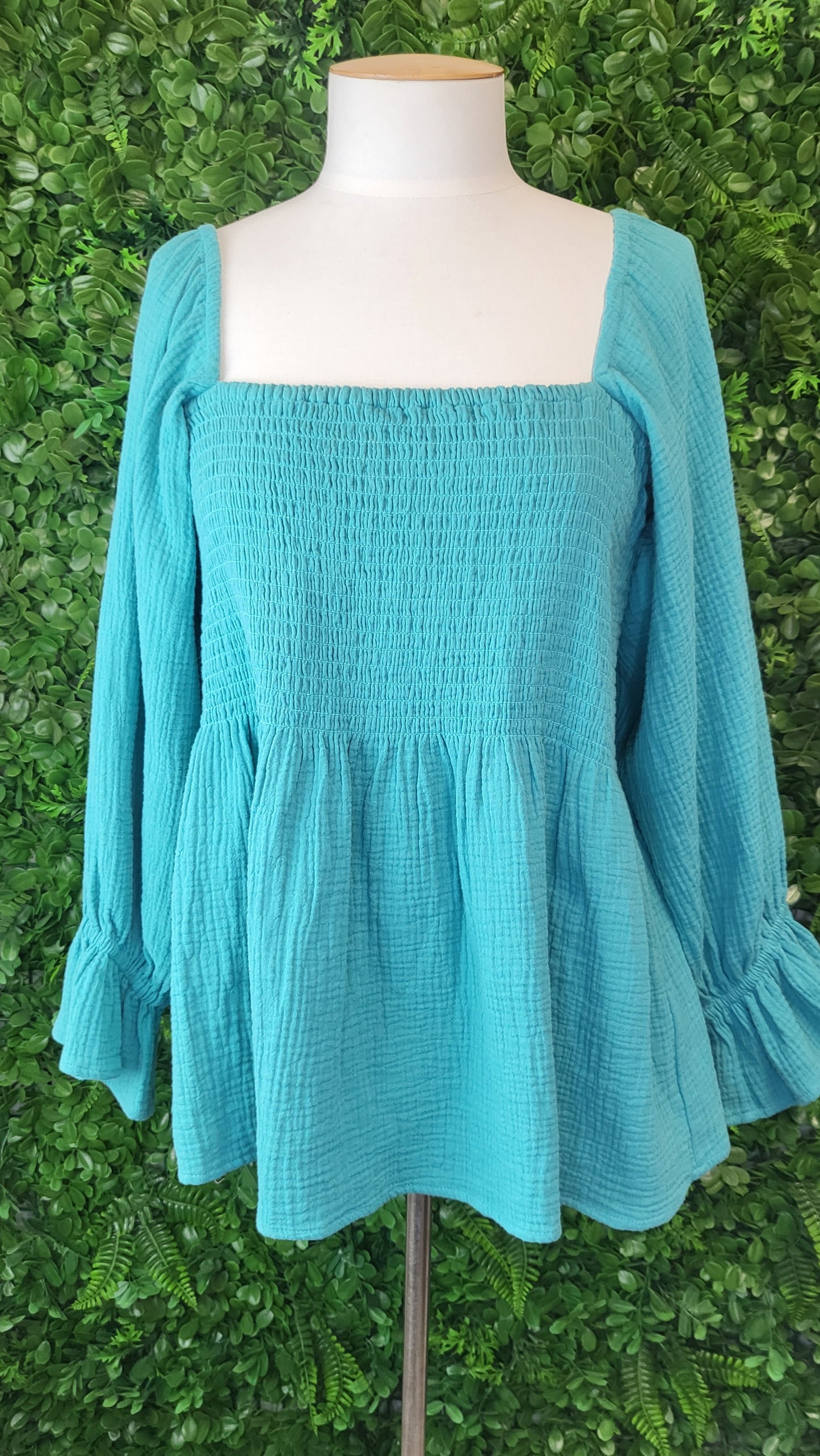 Seed Teal Shirred Top (14)