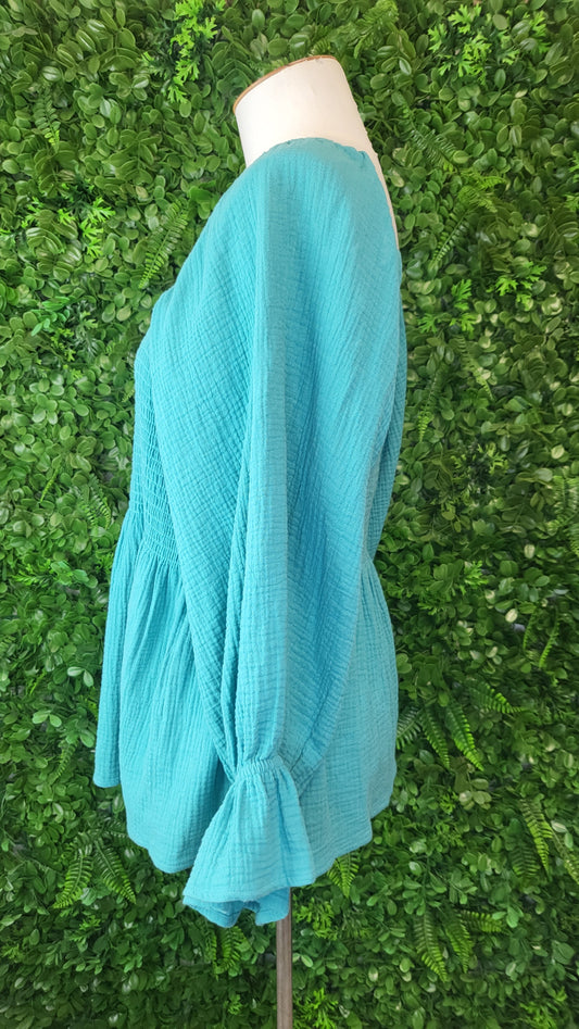 Seed Teal Shirred Top (14)