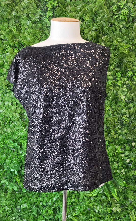 Max Black Sequin Top (12-14)