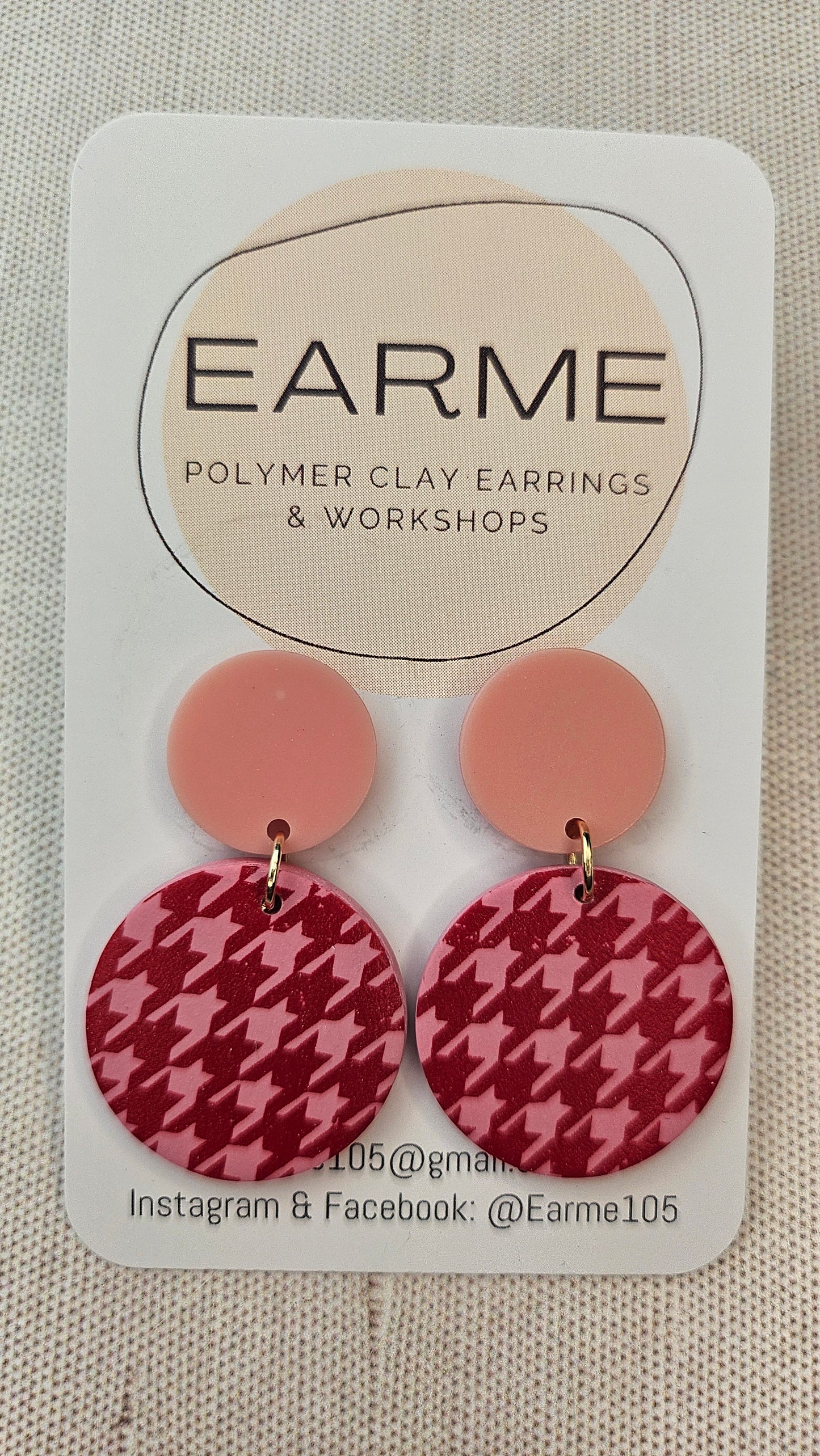 Earme  Raspberry Houndstooth Earring BNWT