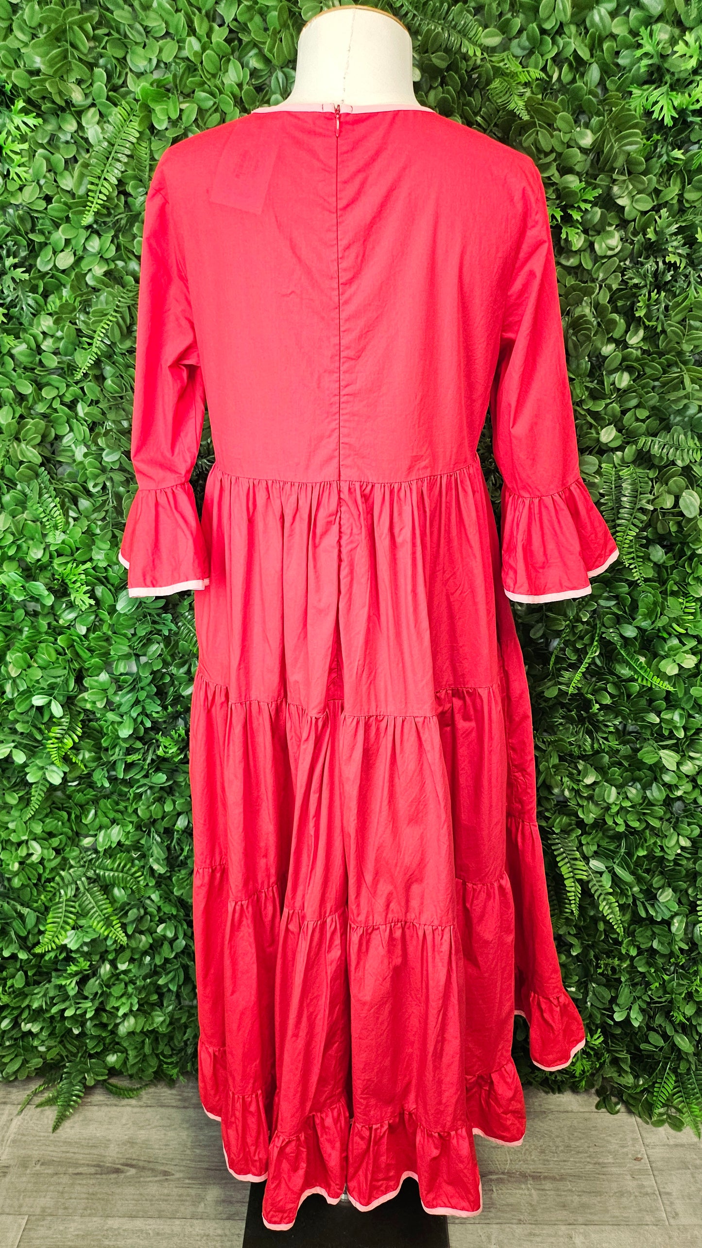 Trelise Cooper Red/Pink Trim Now That We're Tier Dress (8-10)