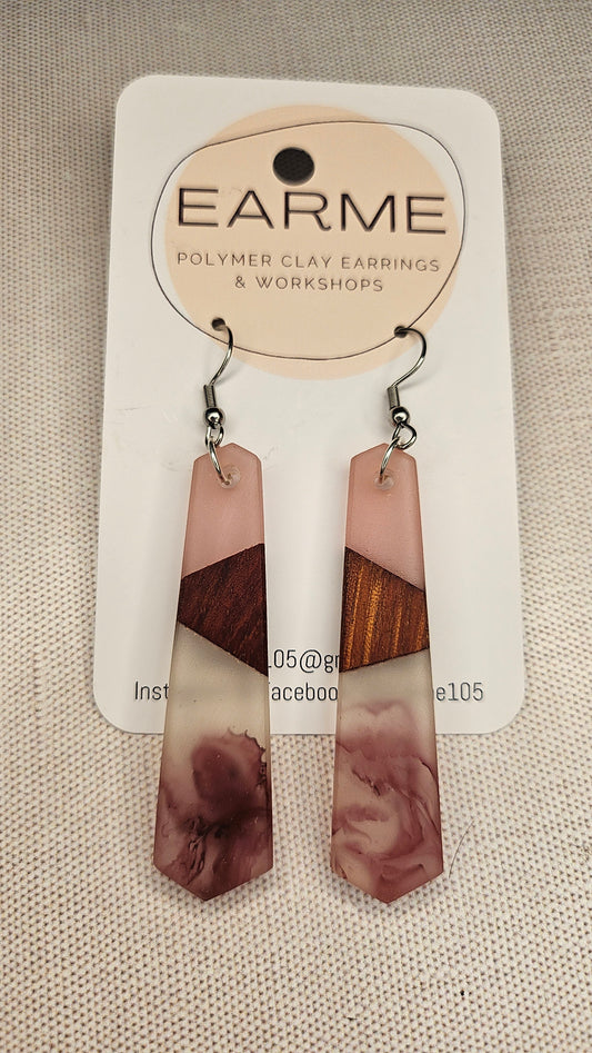 Earme Mauve Resin Drop Earring BNWT