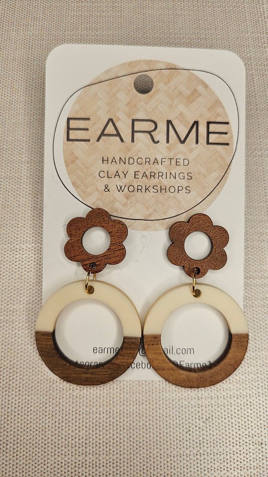 Earme  Daisy Wood Drop Earring BNWT