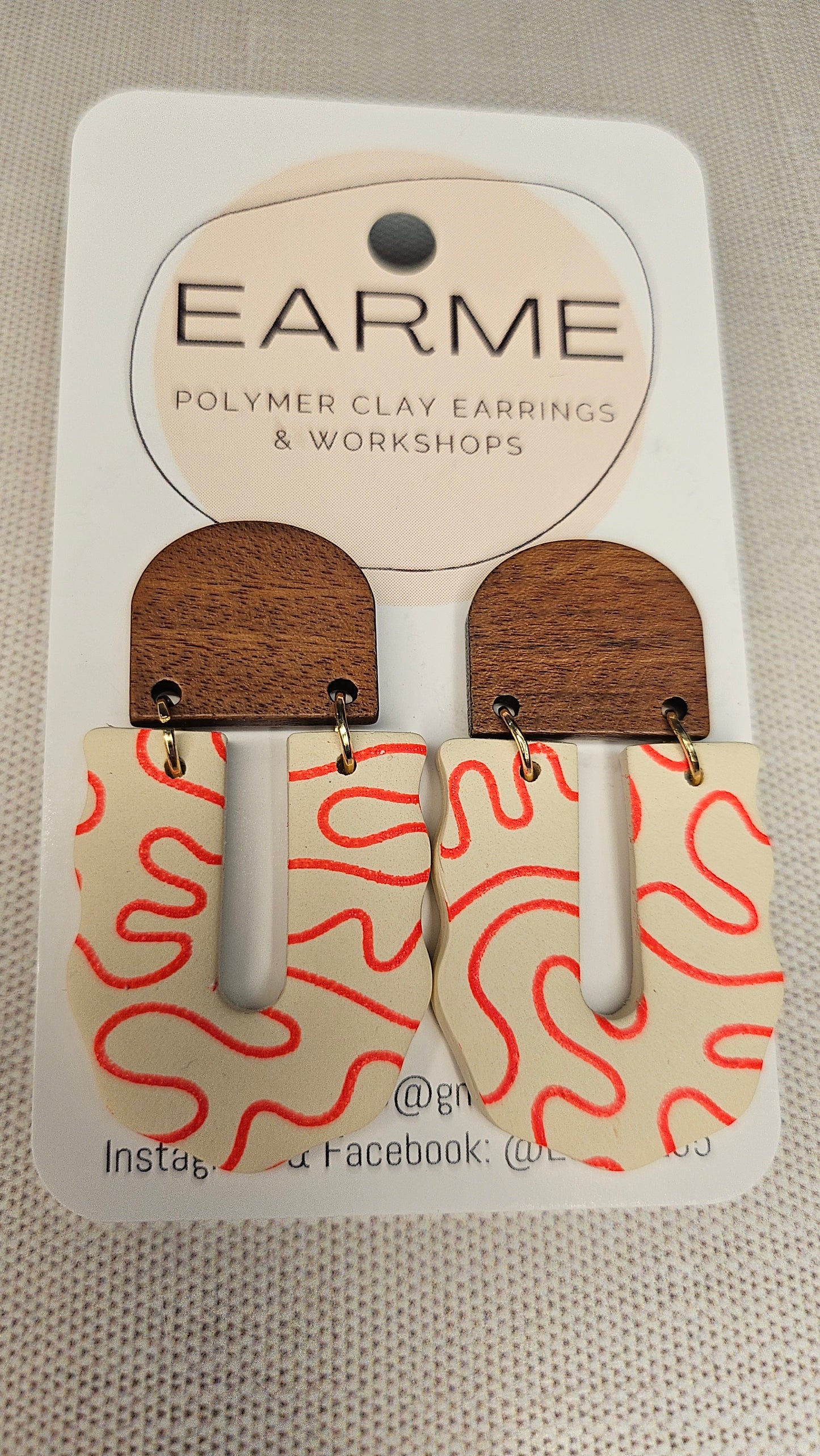 Earme Orange Squiggle Earring BNWT