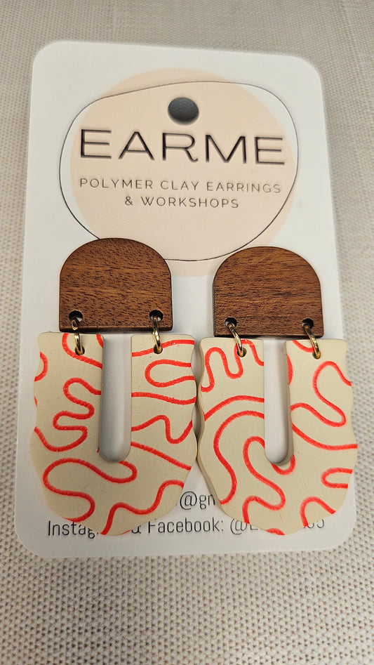 Earme Orange Squiggle Earring BNWT