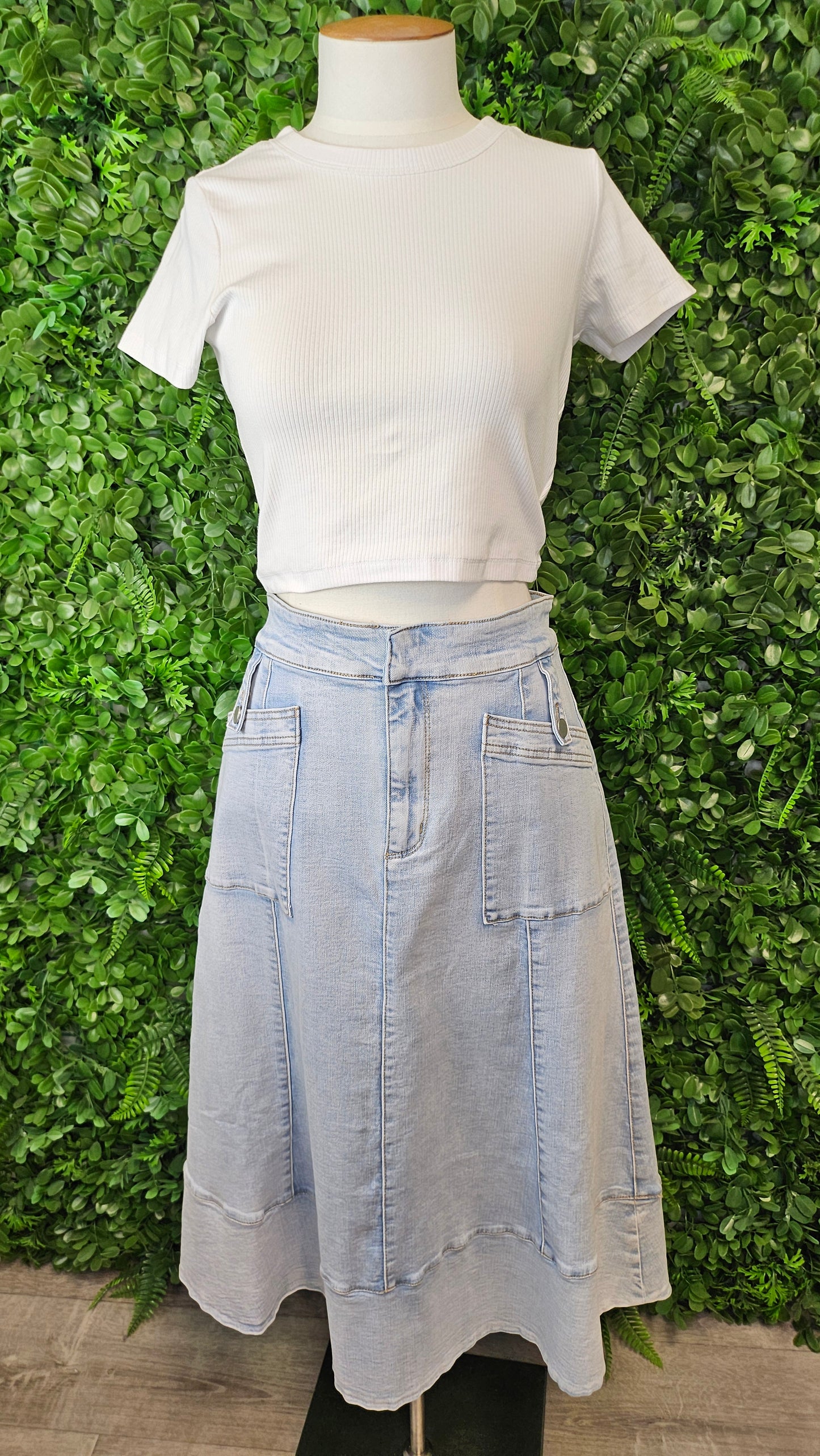 Seed Washed Denim Denim Skirt (14)