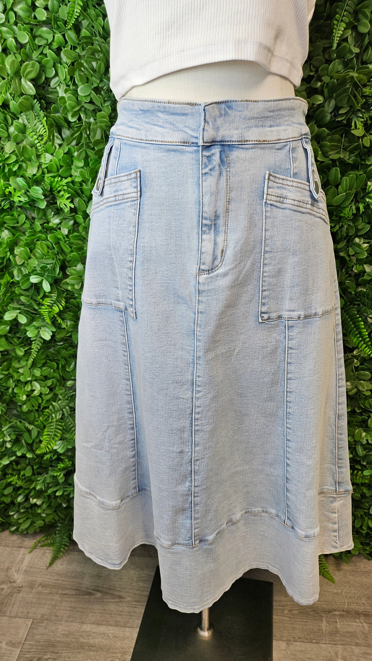 Seed Washed Denim Denim Skirt (14)