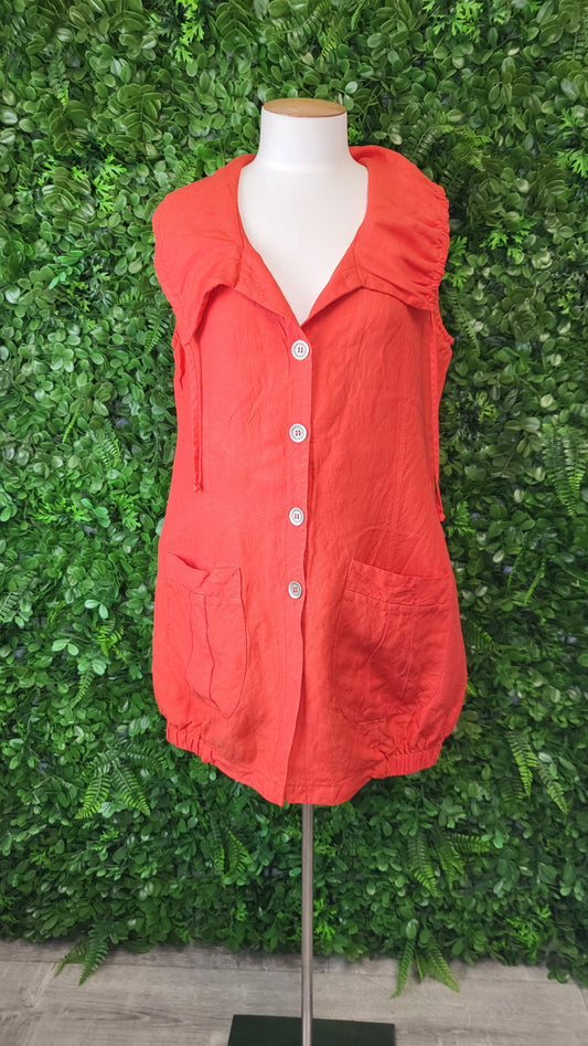 Lisa Law Orange Linen Vest (12)