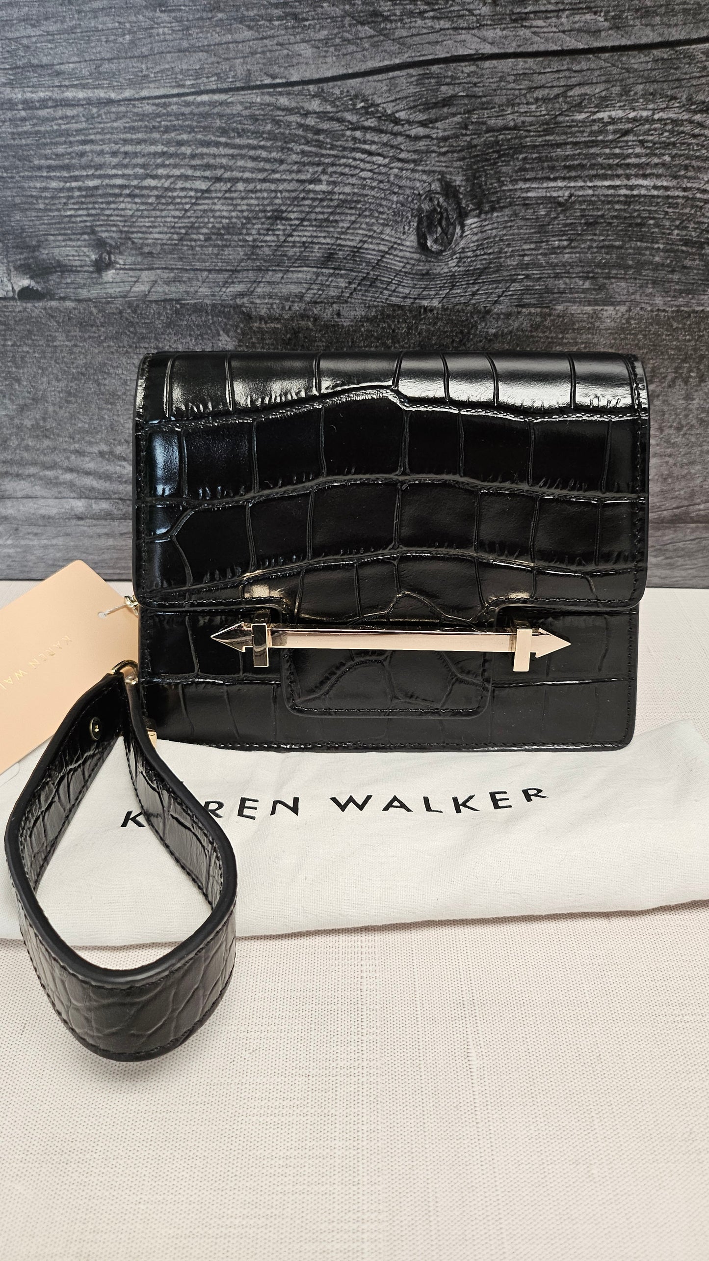 Karen Walker Black Gene Mini Convertible Bag 15x19x6