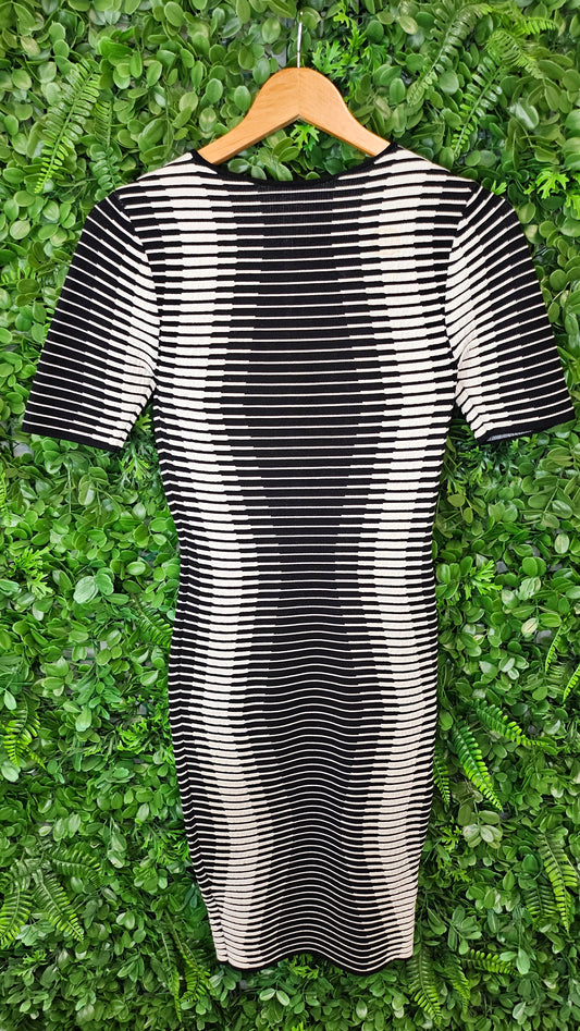 French Connection Black/White Bodycon Dress 8