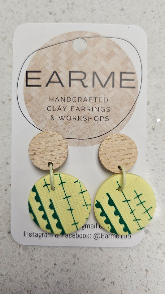 Earme Citrus Yellow Drop Disc Earrings BNWT