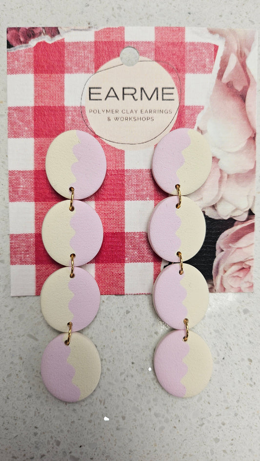 Earme Pink/Cream Long Dangle Earring BNWT