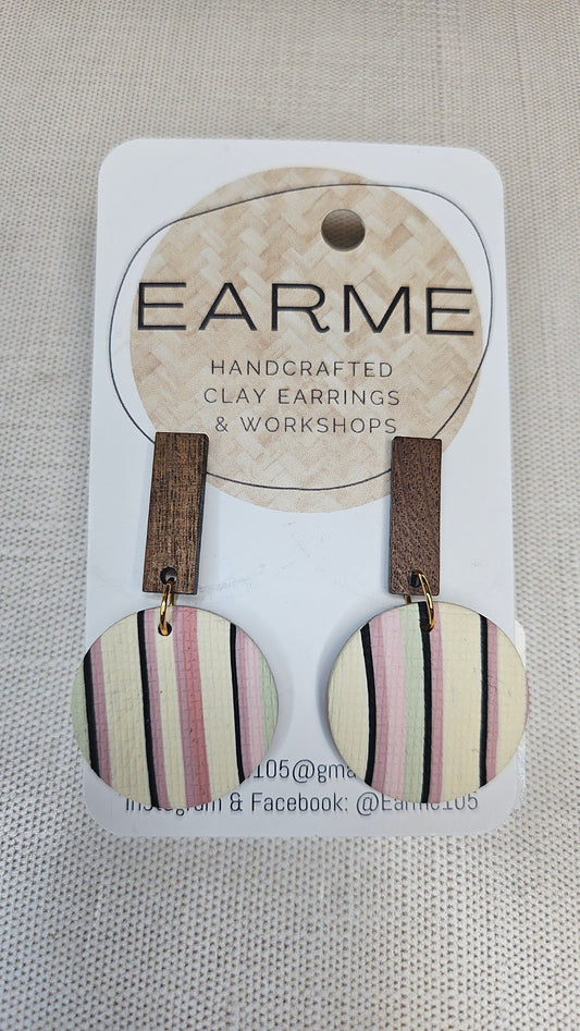 Earme Stripe Disc Drop Earring BNWT