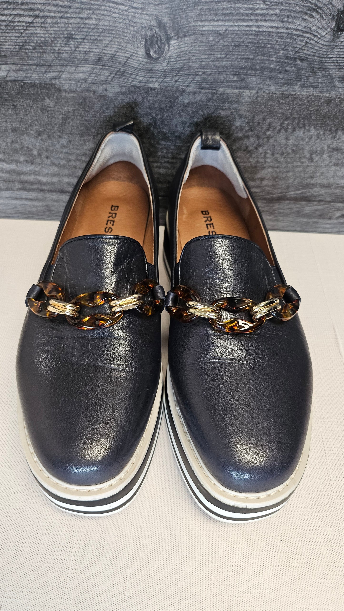 Bresley Navy Platform Loafers (39)