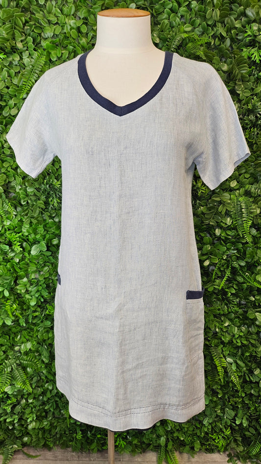 Ministry Blue Linen Shift Dress (8-10)