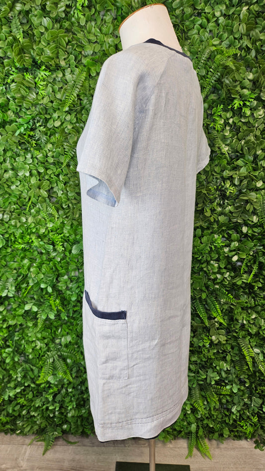 Ministry Blue Linen Shift Dress (8-10)