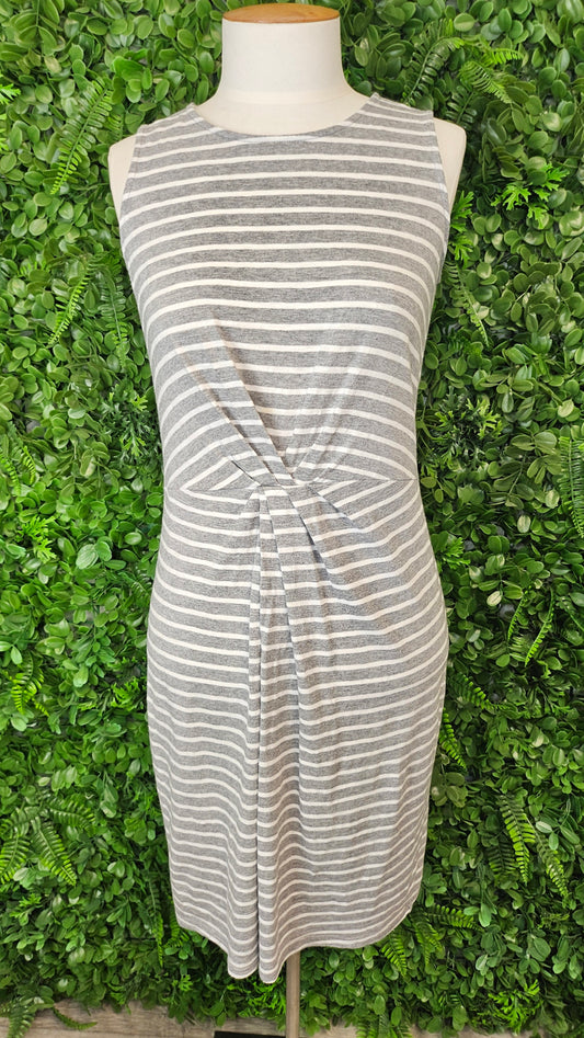 Gap Gray/White Twist Front Dress 8