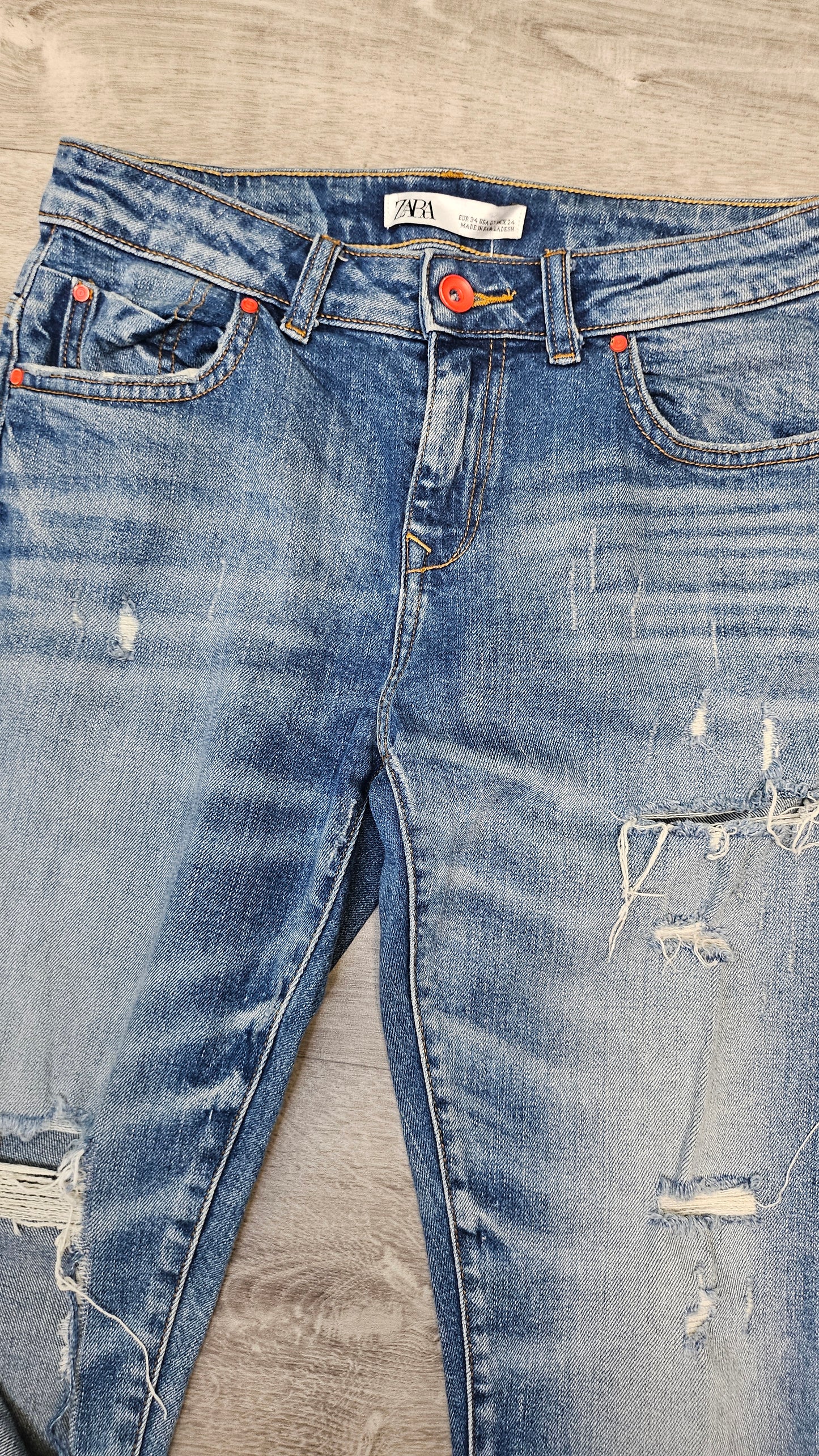 Zara Blue Distressed Jeans (6)