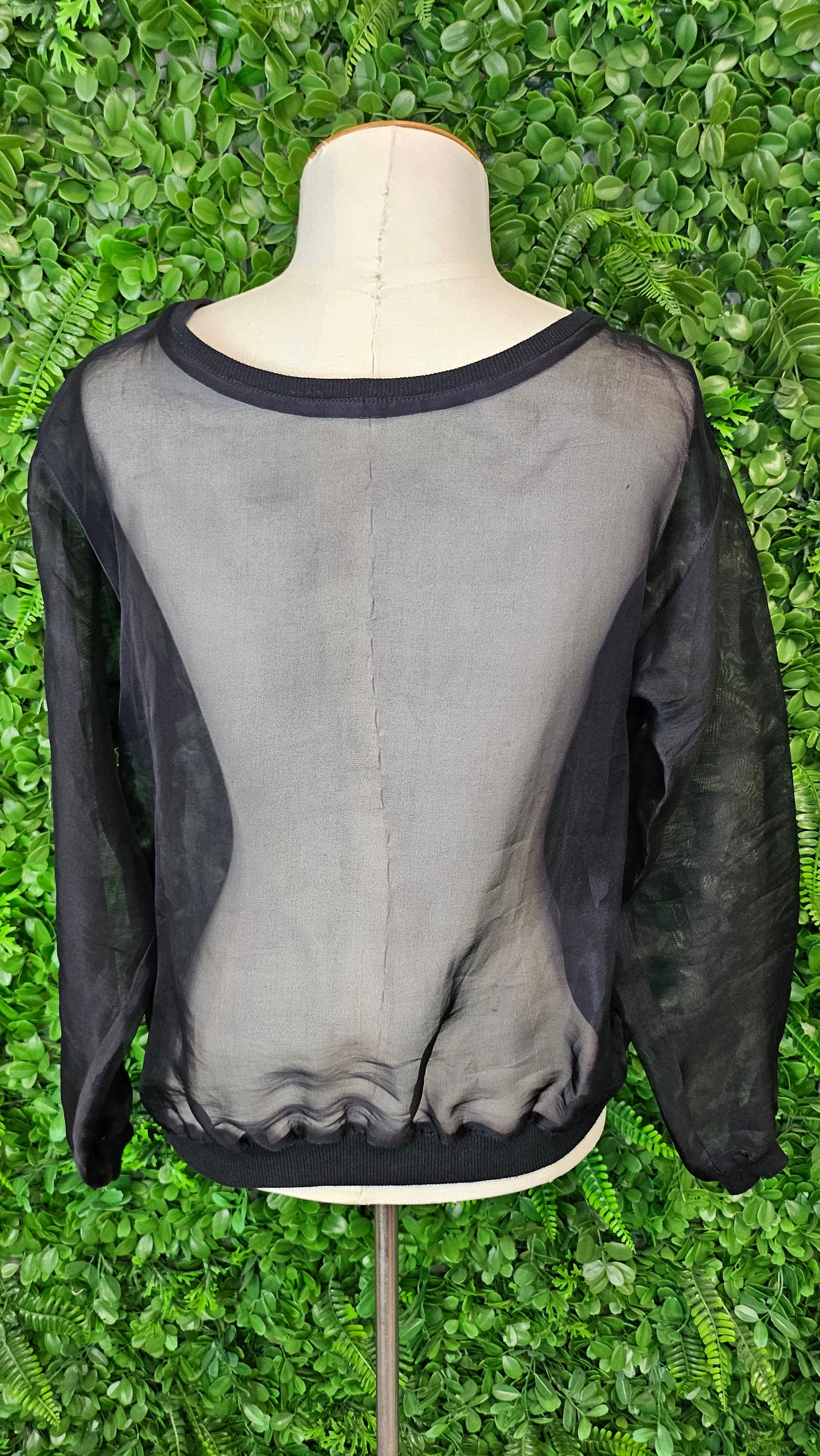 Unknown Black Sheer Print Top (10)