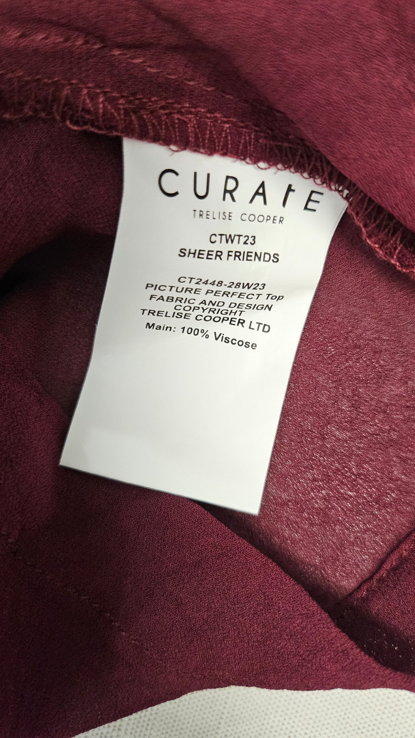 Curate Burgundy Picture Perfect Top (16-18)