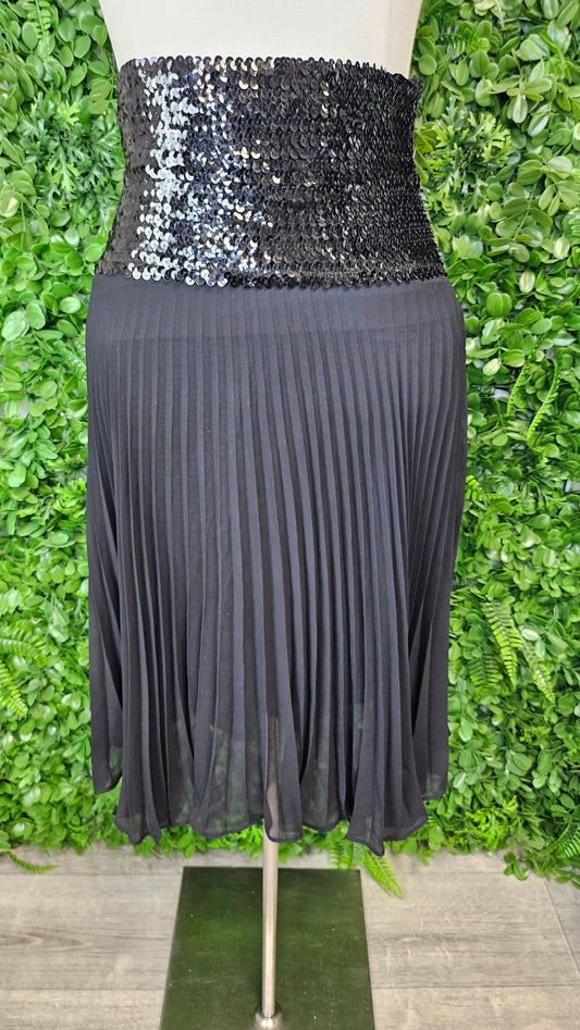 Unique Black Pleated Skirt/Dress(10-12)