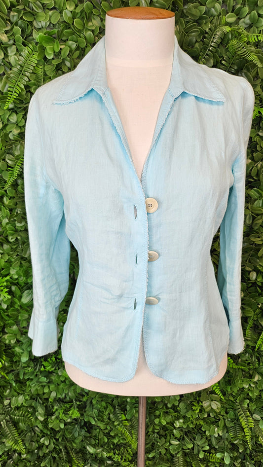 Gerard Darel Blue Linen Blazer (10)