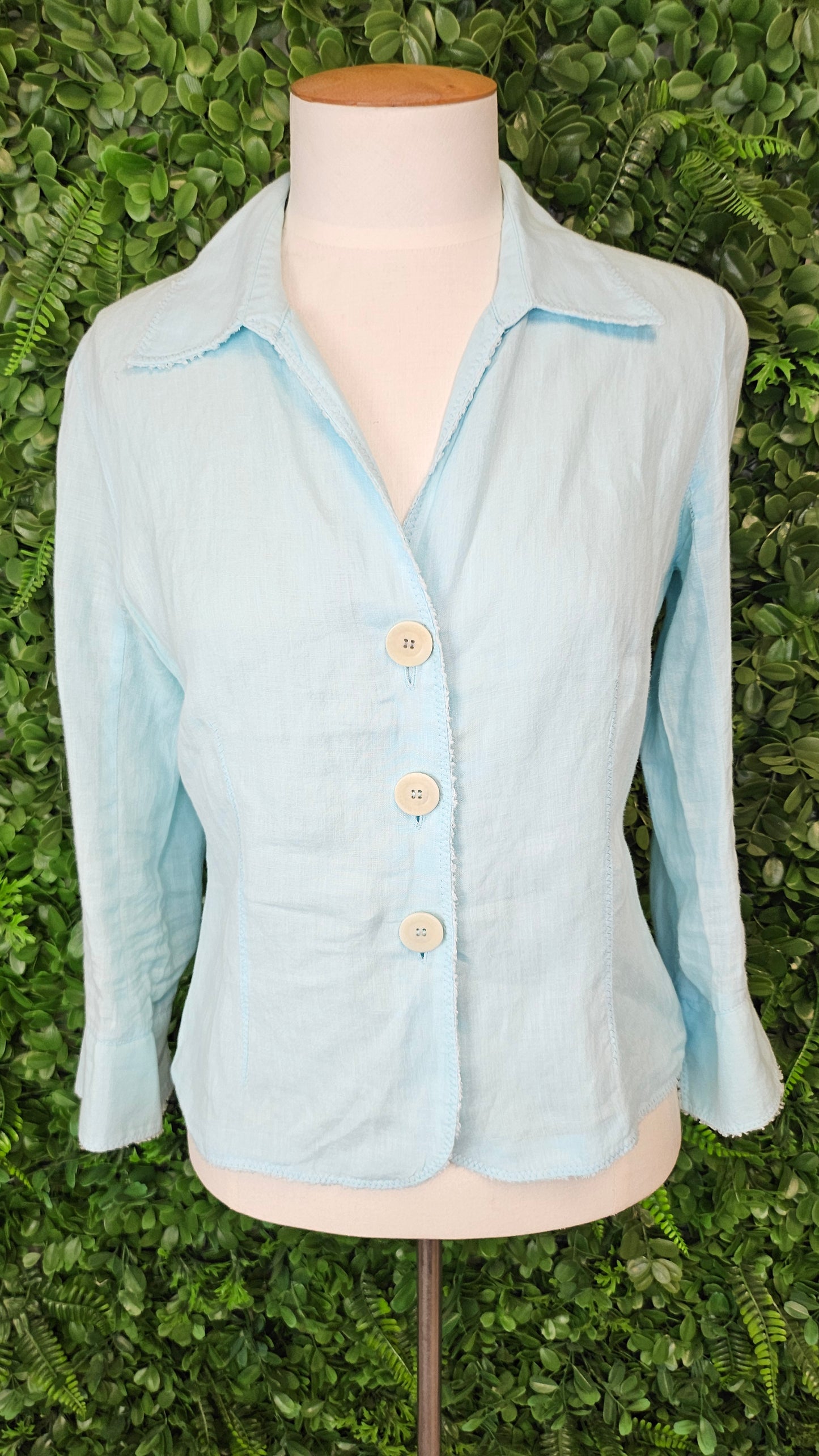 Gerard Darel Blue Linen Blazer (10)