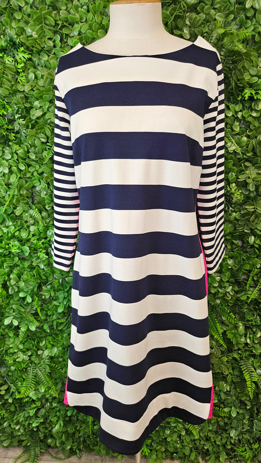 Foil Stripe Shift Dress (14)