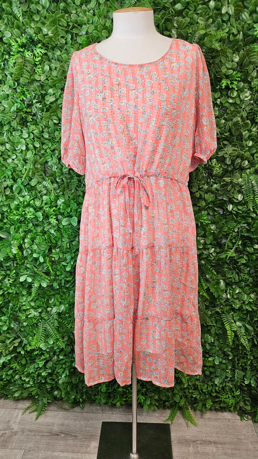 Leo + Be Orange Tiered Dress (12)