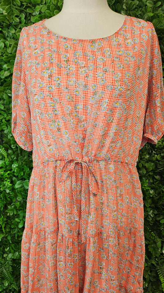 Leo + Be Orange Tiered Dress (12)