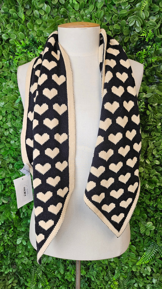 Redcurrent Beige/Black Heart Scarf