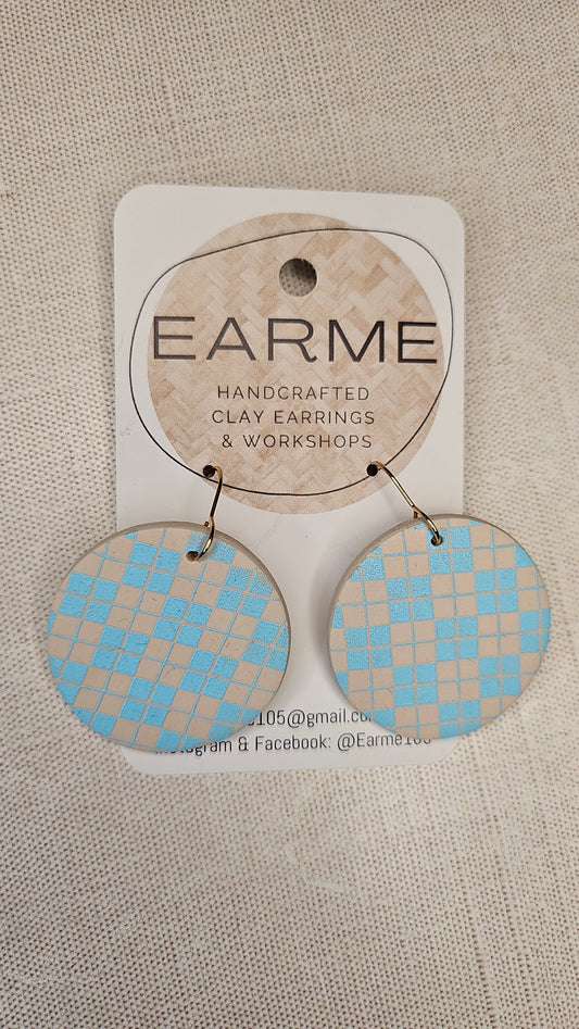 Earme  Blue  Check Earring BNWT