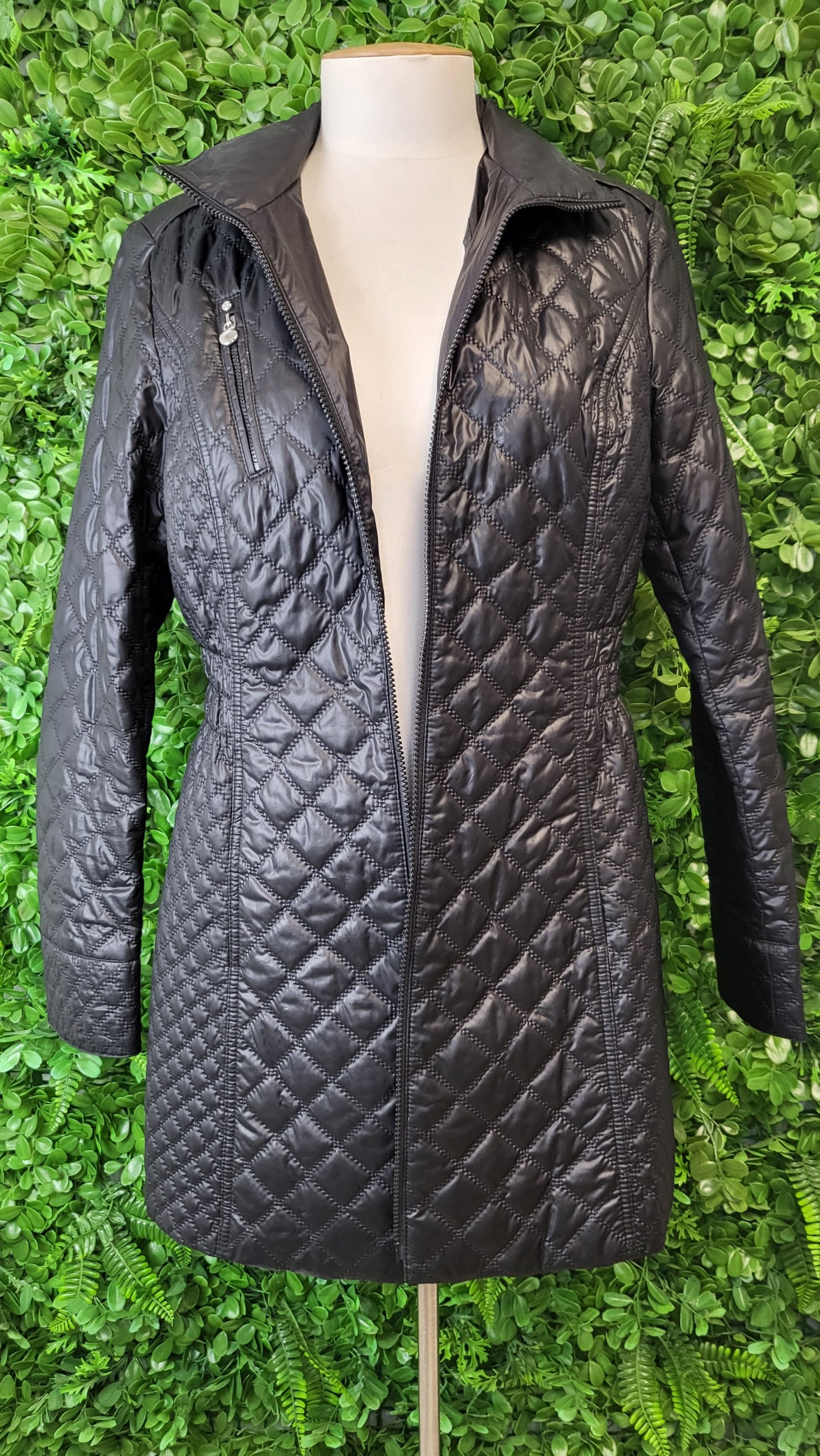 Laundry by Shelli Segal Black Quilted Coat (12)