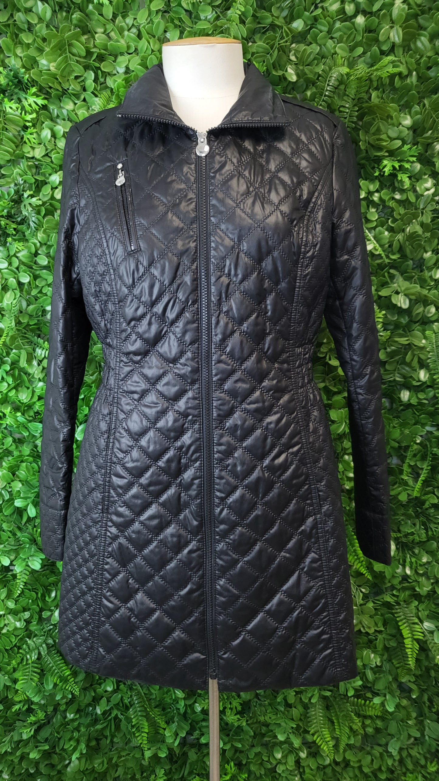 Laundry by Shelli Segal Black Quilted Coat (12)