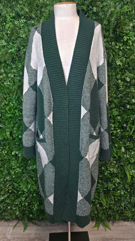 Madison Green Longline Coatigan Knit (12-14)